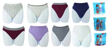 72 Bulk Womens Cotton HI-Cut Underwear Assorted Sizes And Colors Bulk Buy -  at 