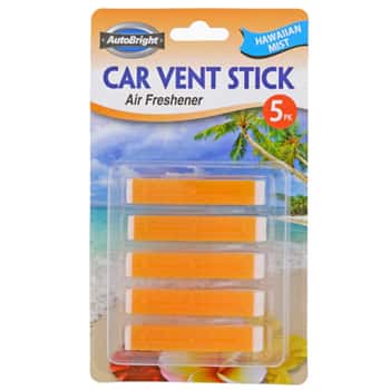 Air Freshener Hawaiian Mistcar Vent Stick 5pk Carded