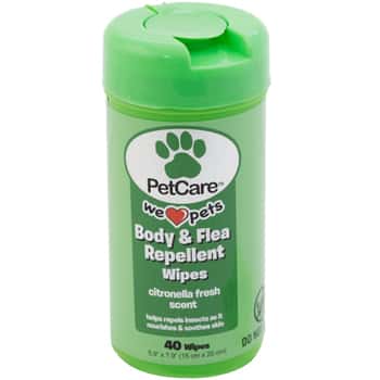 Pet Wipes 40ct Body & Flea Repellant Citronella Scent Pet Care