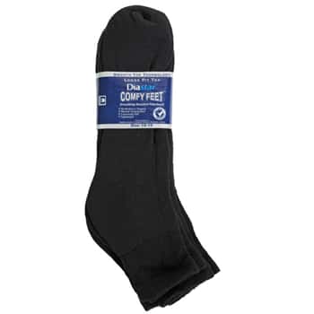 Socks 3pk Size 13-15 Black Qtr Length Diabetic Crew Comfy Feet Peggable