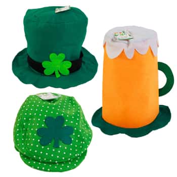 St Pat Felt Hat 3ast Styles Beer Mug/leprechaun Tophat/polka Dot Beret Adult Size Ht/jhook