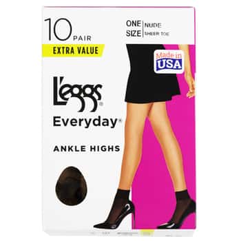 Leggs Everyday Anke High Stocking Nude Sheer Toe 10 Pair Extra Value One Size *6.99* Made In Usa