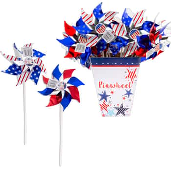 Pinwheel Patriotic 16.75in 2asst Red/blue Or Star/stripe Kd Dsply 36pc Upc Tear Off Tag