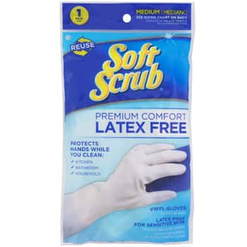 Gloves Vinyl Medium Reusable 12 Pc Pdq Soft Scrub