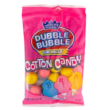 Dubble Bubble Gum Balls Cotton Candy 3 Asst Flavors 4 Oz  Peg Bag