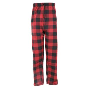 Men's Buffalo Check Plaid Flannel Pajama Pants - Red & Black - Sizes Small-2XL