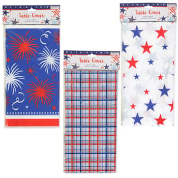 Tablecover Patriotic Plastic 54x108 3ast Pbh 0.02mm/pe