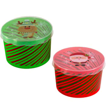 Storage/food Christmas Container Round 2ast 6.7x5.9x4.3in Upc 75gm Plastic