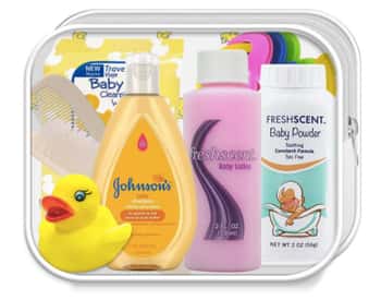 9 PC. Baby Travel Hygiene Convenience Bath Kits w/ Printed Zippered Vinyl Bag