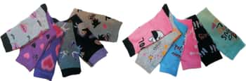 Women's Plus Size Crew Novelty Socks - Hearts & Cuddly Animal Print - 6-Pair Packs - Size 10-13