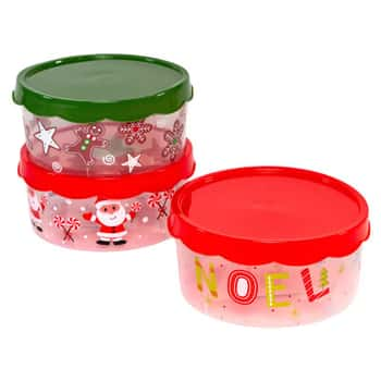 Storage/food Christmas Container Round 8.26x3.54in 3ast Upc Labelsanta/gingerbread/noel