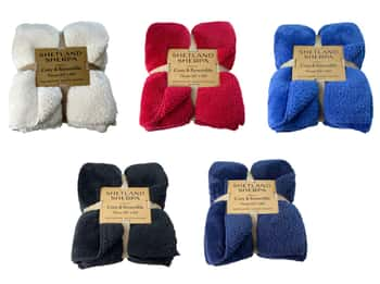 50 X 60 Reversible Faux Lambswool Shetland Sherpa Blankets - Choose Your Color(s)