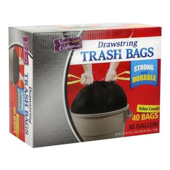 30-Gallon Premium Heavy Weight Plastic Trash Bags - Black