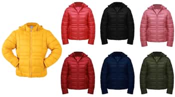 Women's 20D Zip-Up Puffer Jackets w/ Detachable Hood & Zipper Cargo Pockets - Choose Your Color(s)