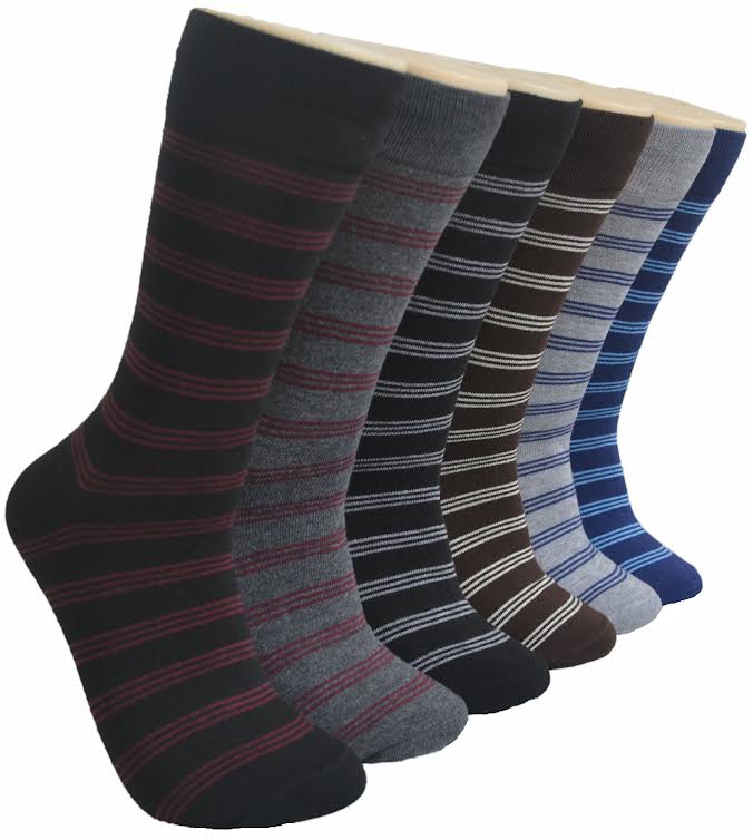 Men's Heathered Novelty Crew SOCKS - Athletic Two Tone Stripes - Size 10-13