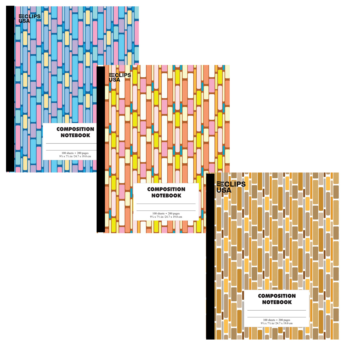 Printed Hardcover Composition BOOKs - Geometric Designs