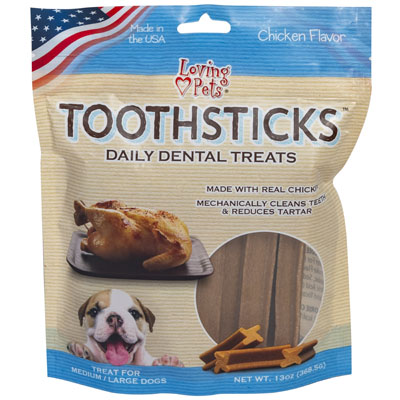 Dog Treat Dental Toothsticks Chicken Flavor 13 Oz For Medium To Large Dogs MADE IN USA