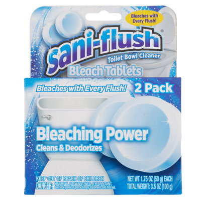 Toilet Bowl Cleaner 2ct BLEACH Tablets Saniflush 2-6pc Pdq Counter Displays