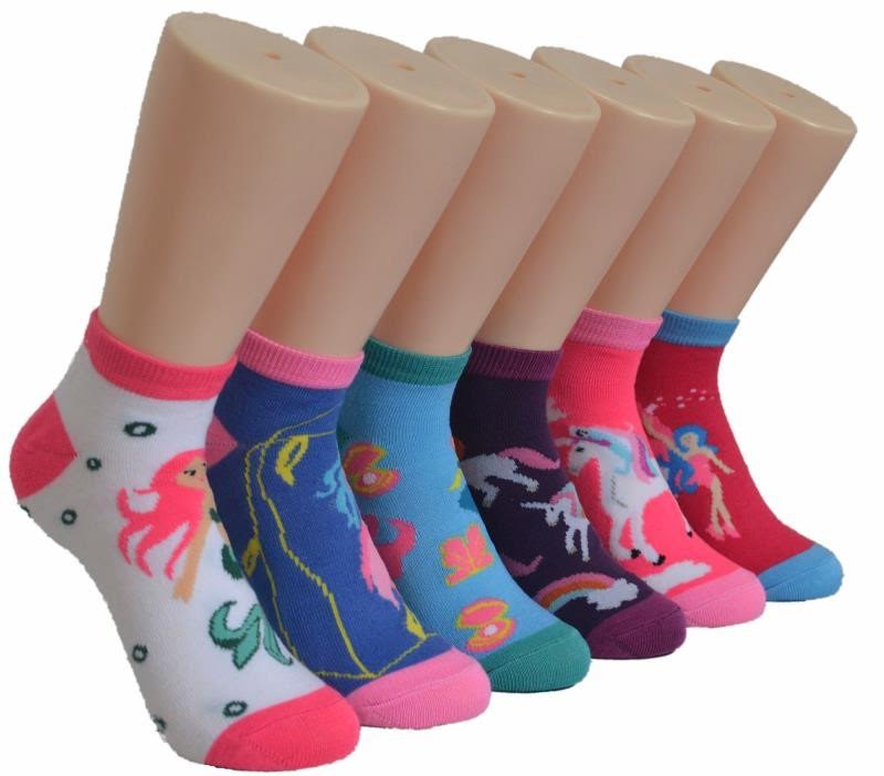 ''Women's Low Cut Novelty Socks - UNICORN, Mermaid, & Under the Sea Print - Size 9-11''