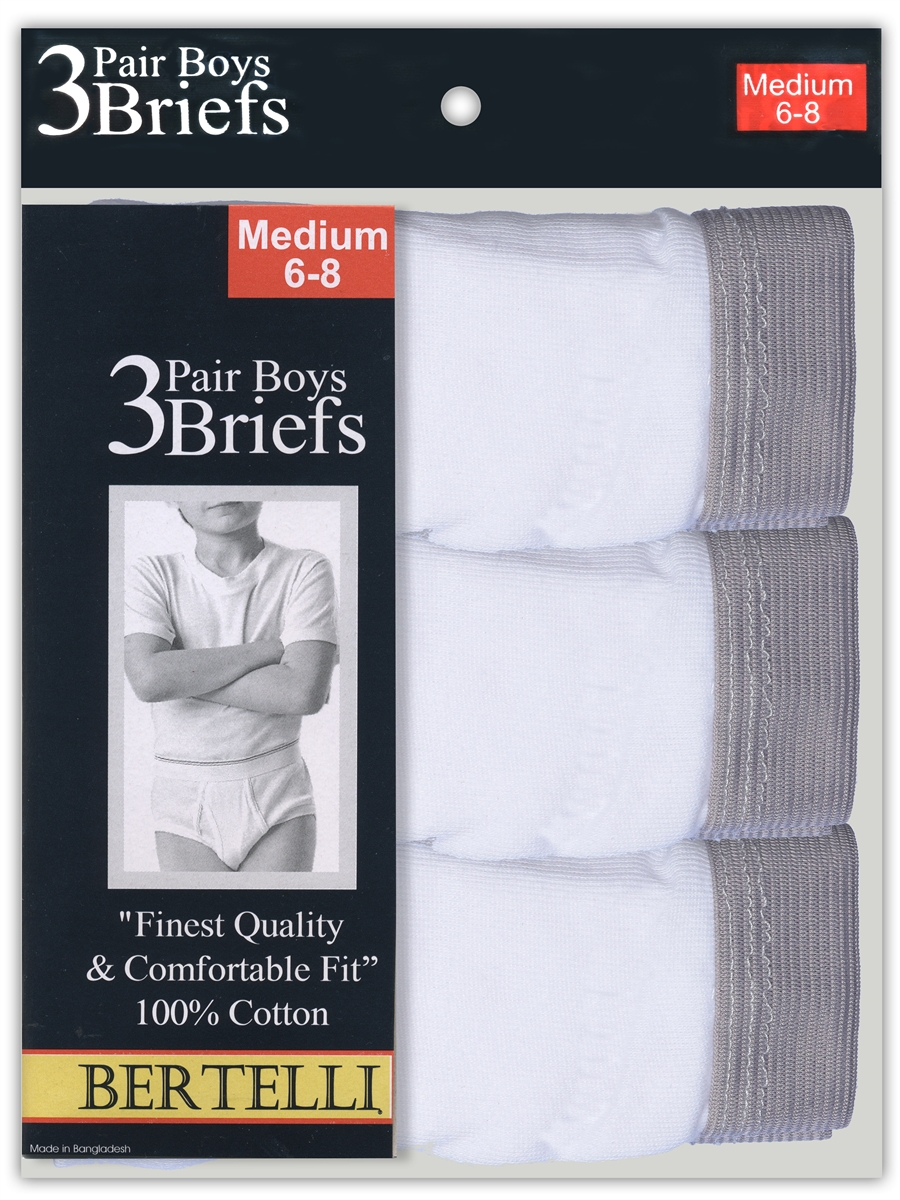 Boy's White Brief UNDERWEAR - 3-Packs - Choose Your Size(s)