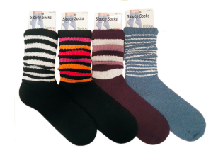 Women's Heavy Gauge Heavy Weight Ribbed Slouch Socks - Two Tone ANIMAL Stripes