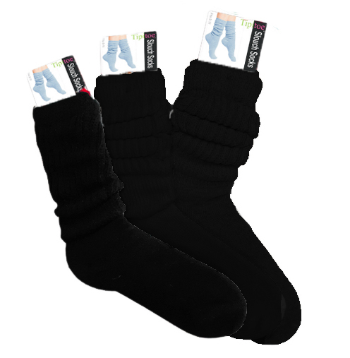 Women's Ribbed Slouch SOCKS - Black