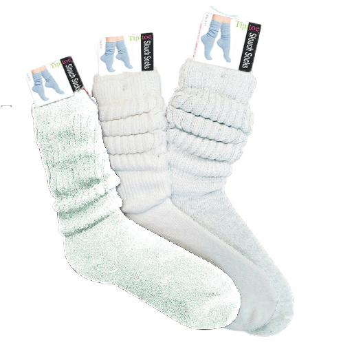 Women's Ribbed Slouch SOCKS - White