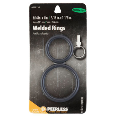 Welded RINGS 2pk Black Peerless Carded