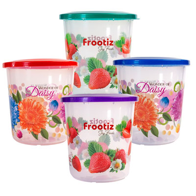 FOOD Storage Cont 3 Designs 6.5 Qt/26 Cups 4 Colors Lids #delta 6250