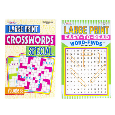 Puzzle BOOKs Large Print Pocket Size 2 Asst Word Finds &crossword In Floor Display