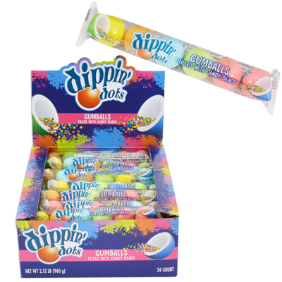 Dippin Dots 6ct CANDY Filled Gumballs 1.41 Oz In Counter Display