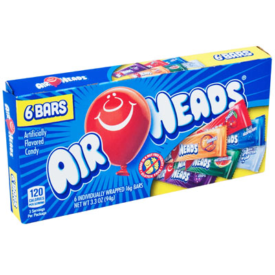 Airheads Theater Pack 6 Asst Flvs 3.3 Oz CANDY Counter Display