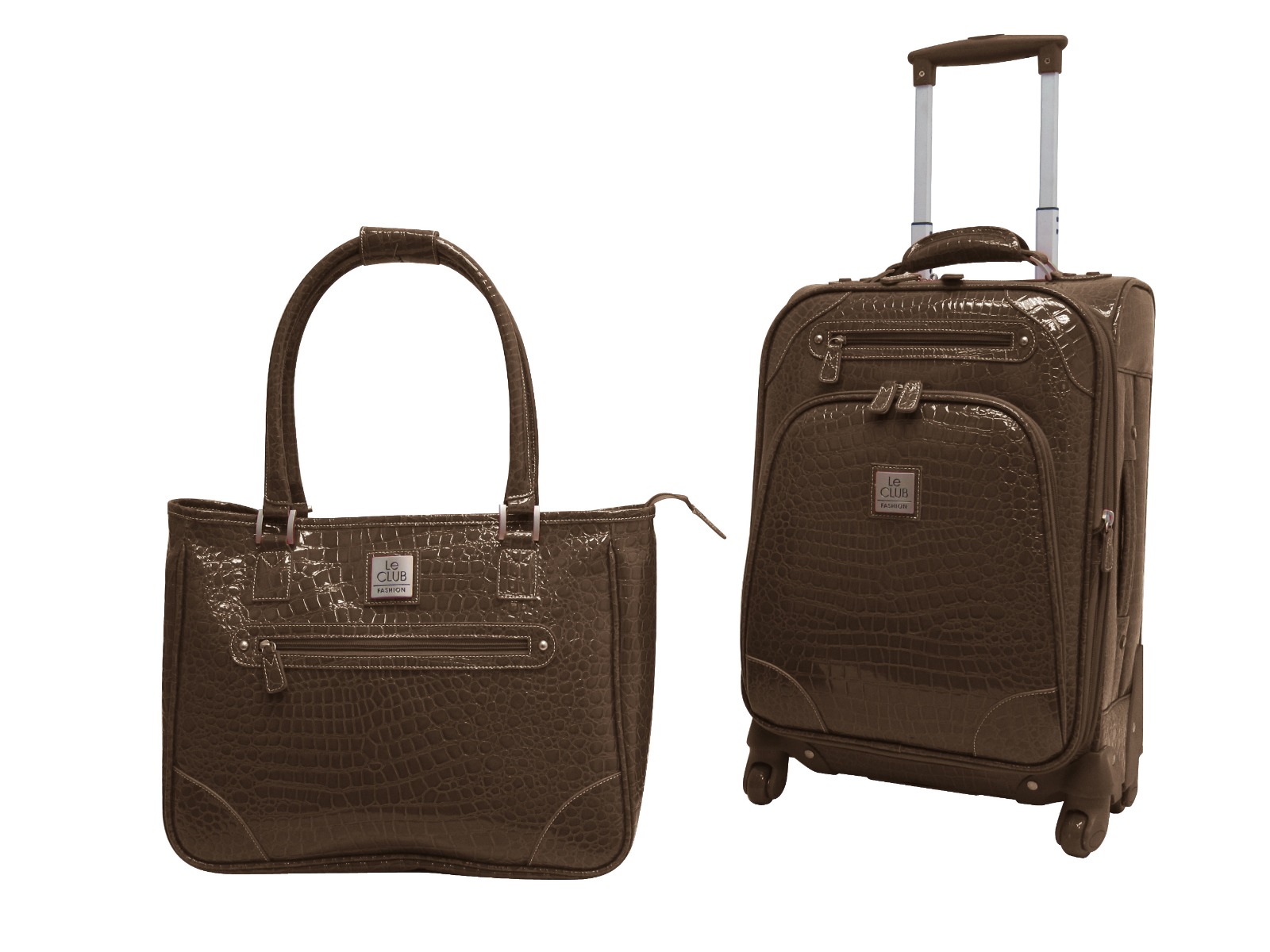 Alligator Skin 2-Piece Rolling Carry On LUGGAGE Sets