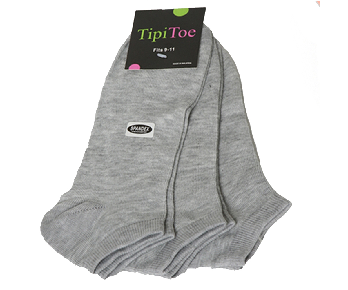 Women's Grey Low Cut SOCKS - Size 9-11 - 3-Pair Packs