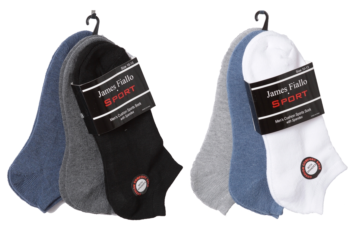 Men's Cushioned Athletic Low Cut SOCKS - Solid Colors - 3-Pair Packs