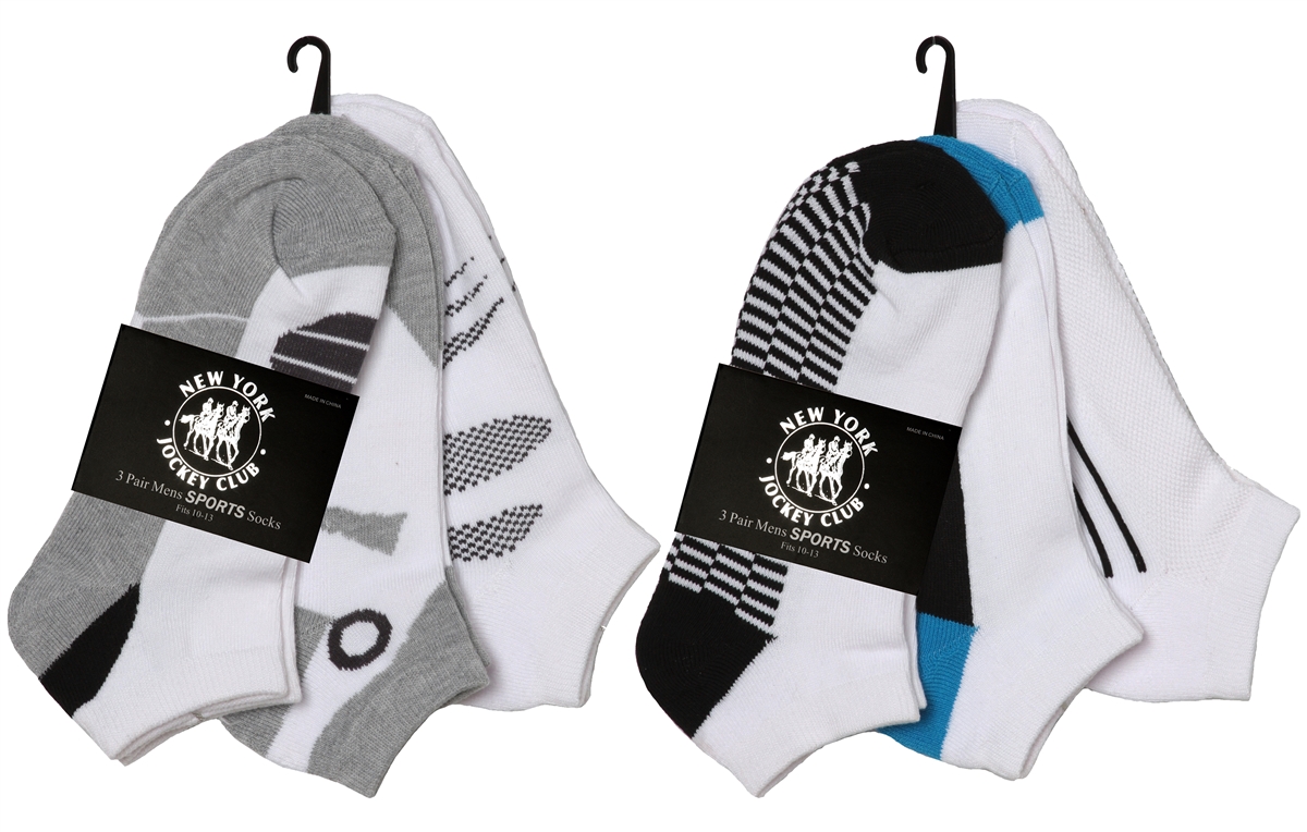 Men's Cushioned Athletic Low Cut SOCKS w/ Arch Support - Urban Sport Prints - 3-Pair Packs