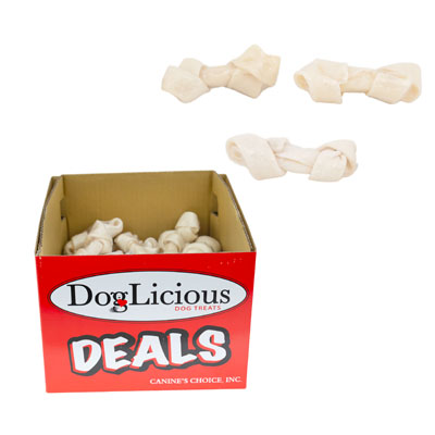 DOG Chew Rawhide Knotted Bone4-5 Inch Natural White In Pdq