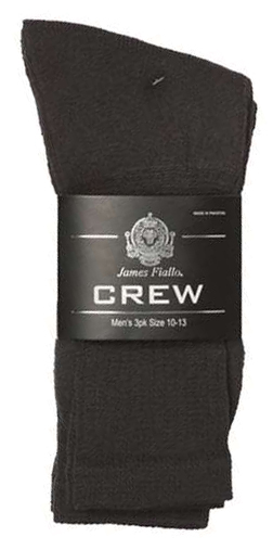 Men's Black Athletic Crew SOCKS - Size 10-13 - 3-Pair Packs