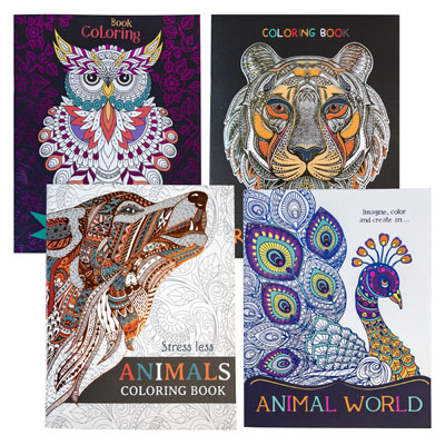 COLORING BOOK Adult Animals 32 Pg In Pdq Foil Cover