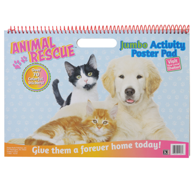 ANIMAL Rescue Jumbo Activity Pad 24pg 11 X 16 Counter Display