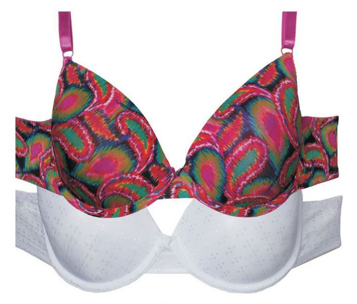 Women's BRAs - White & Tie-Dye Peacock Feathers Print