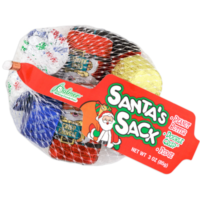 Santas Sack 3.4 Oz BELLs/cups/santas In Mesh Bag