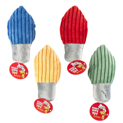 Dog Toy Christmas PLUSH Light-bulbs W/squkr 7in 4 Col In Pdq#p30945