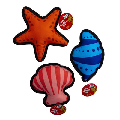 DOG Toy Canvas Aquatic 3 Asst Fish/starfish/seashell In Pdq #p32117