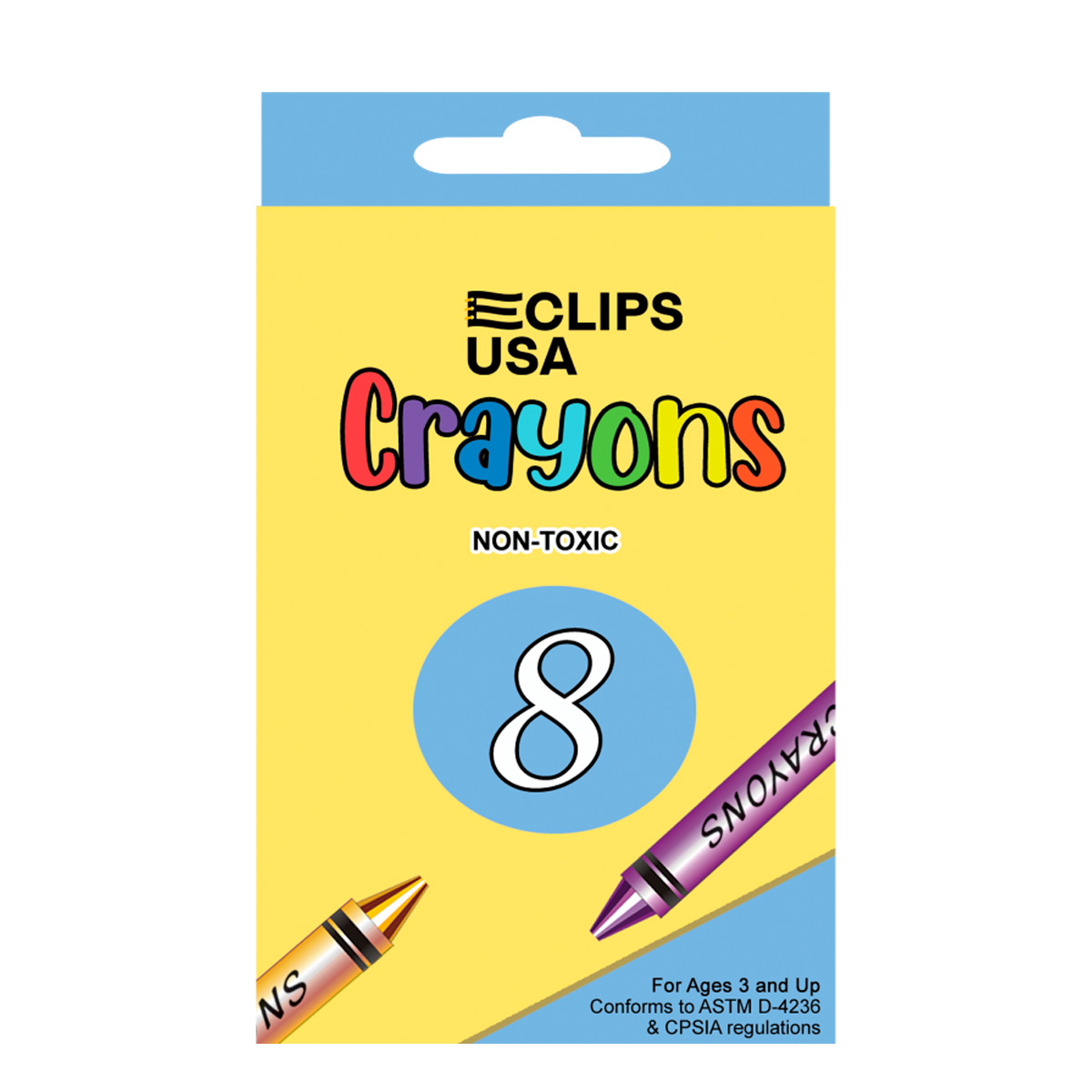 8-Pack Non-Toxic Crayons Assorted Colors