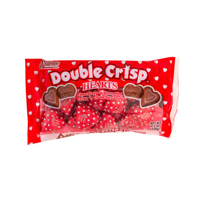 VALENTINE Candy Double Crisp Hearts Foil Wrapped 4.5 Oz Bag