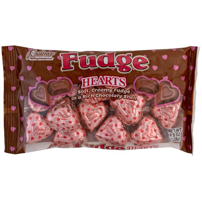 VALENTINE Candy Fudge Filledhearts 4.5 Oz Bag In Pdq