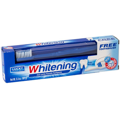 TOOTHPASTE W/brush 6.4 Oz  Whitening Boxed Lucky