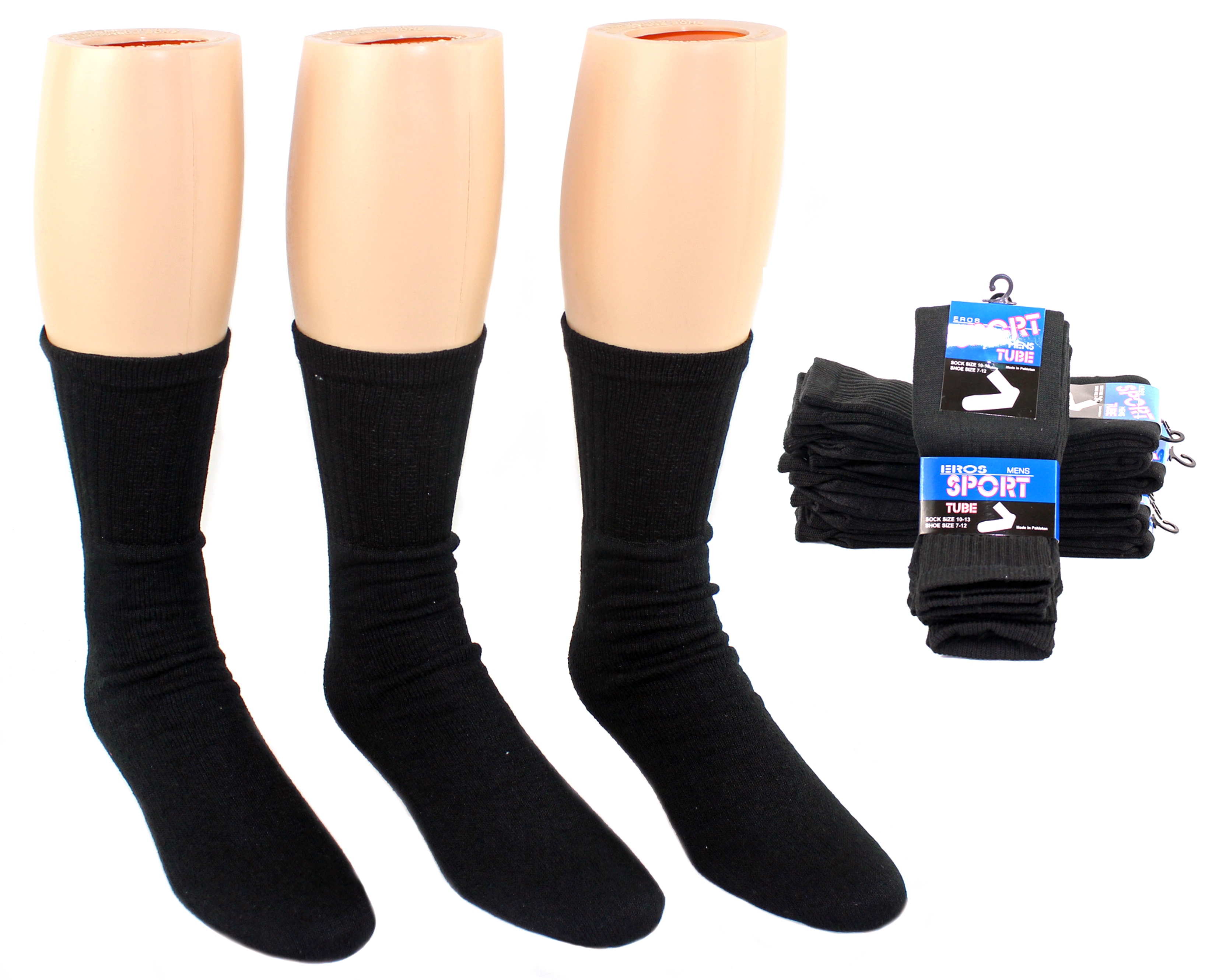 Men's Cotton Athletic Tube SOCKS - Black