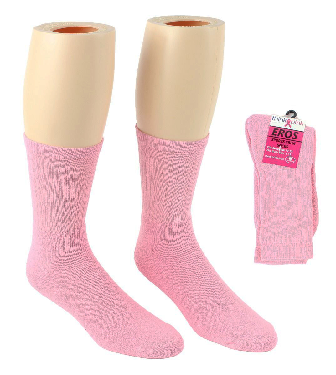 Men's Pink Athletic Crew Socks for BREAST CANCER Awareness